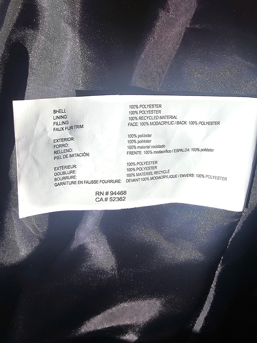 Nautica White Lined Jacket Interior with Black Trim